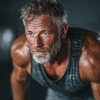 Група літніх людей займається йогою на природі